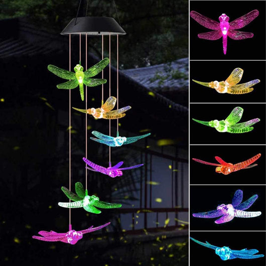 Lámpara Solar Decorativa con Carillón de Viento - Colibrí y Mariposa - Image 20