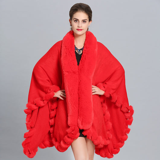 Chal Grueso de Invierno con Cuello Imitación Piel de Zorro - Image 7