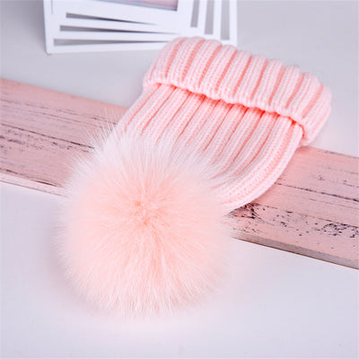 Gorro de Lana con Pompón de Piel Real de Mapache y Zorro - Image 3