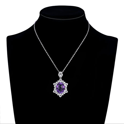 Collar Clavícula Amatista Geométrica Plata 925 Piedra Natural Elegancia Temperada - Image 10