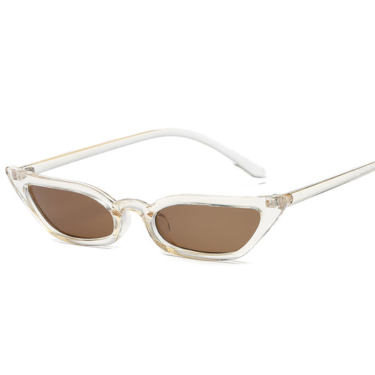 Red small frame cat-eye sunglasses with red tinted lenses on a white background. - Image 3
