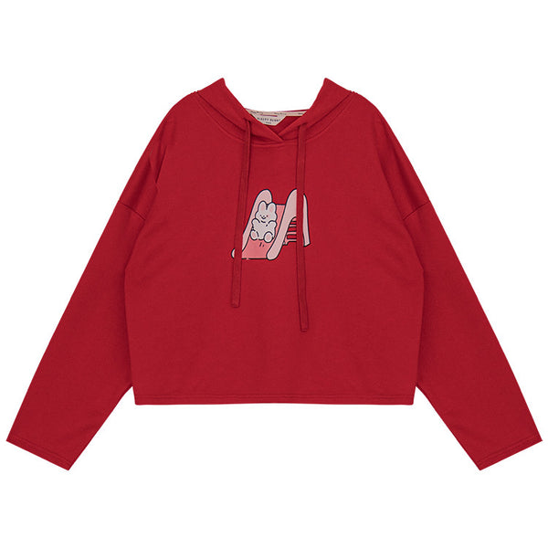 Sudadera Estampada con Capucha de Manga Larga para Mujer