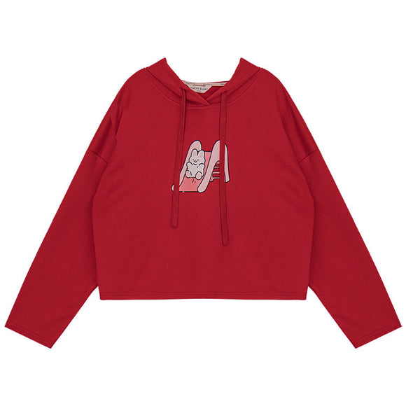 Sudadera Estampada con Capucha de Manga Larga para Mujer