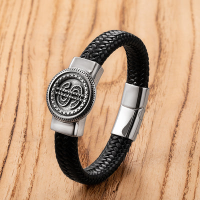 Pulsera de Cuero y Acero Inoxidable para Hombre - Image 8