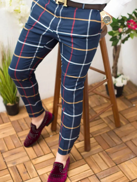 Pantalones de Vestir Casual con Estampado Cuadros Otoño para Hombre - Image 5