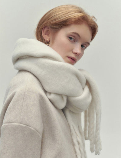 Bufanda Larga Mujer Invierno Color Sólido con Borlas - Estilo Fashion Versátil y Cálido - Image 10
