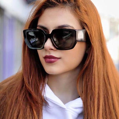 Cream wide leg sunglasses with a bold square frame and dark lenses, perfect for fashion wear and sun protection. - Image 23