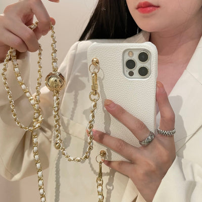 Funda para Celular con Patrón de Lichi Dorado y Respaldo Oblicuo - Image 4