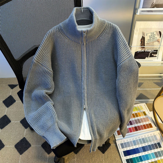 Cardigan Tejido Hip-Hop Retro con Cierre - Suéter Cálido para Hombre - Image 6