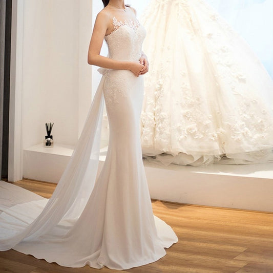 Vestido de Novia Semitransparente Cintura Media - Diseño Hada Etéreo