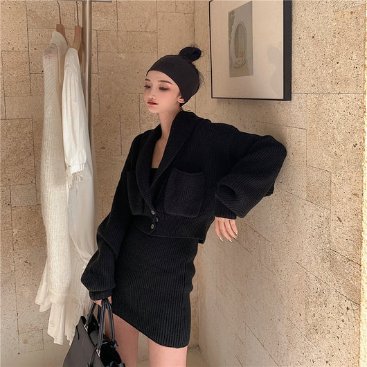 Conjunto Elegante: Chaqueta Suéter + Falda a Juego - Image 6