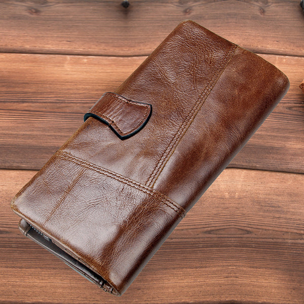 Billetera de Cuero Vacuno para Hombre con Costura de Moda