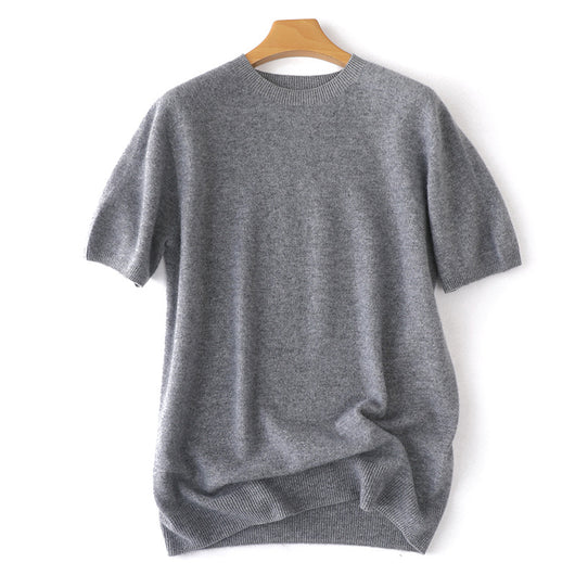 Suéter Tejido Manga Corta Hombre - Camiseta Casual Color Sólido - Image 3