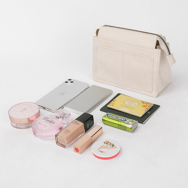 Neceser de Lona Blanca Estilo Coreano - Bolsa Cosmética de Algodón Versátil