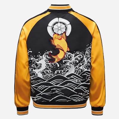 Chaqueta Bordada Premium Carpa Koi Saltando la Puerta del Dragón - Image 4
