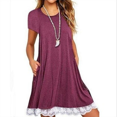 Vestido Talla Grande con Panel de Encaje y Cuello Redondo - Image 8