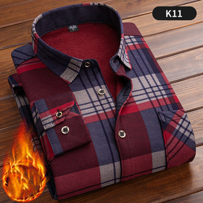 Camisa Cálida Acolchada de Terciopelo para Hombre Talla Grande - Image 9