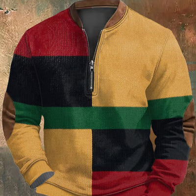 Sudadera Casual con Cierre de Medio Zip y Tecnología 3D
