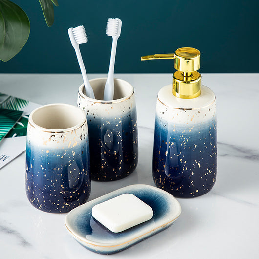 Juego de Baño Cerámica Degradado Azul para Parejas - Image 6