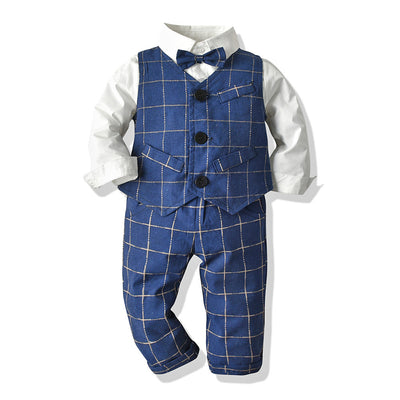 Traje Formal para Niño: Conjunto de 3 Piezas con Chaleco Rayado y Corbata - Image 11