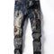 Jeans Retro con Bordados y Roturas Desgarradas
