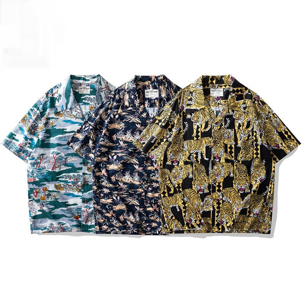 Camisa Hawaiana Cuello Cubano Floral