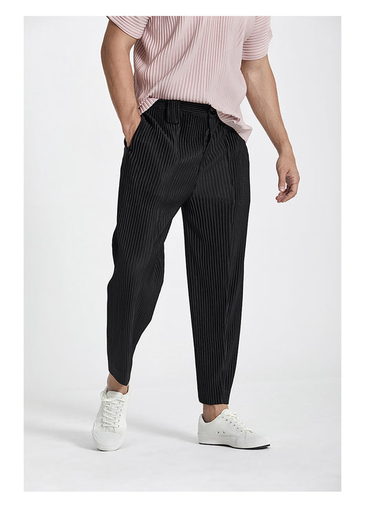 Pantalones Casuales para Hombre con Pretina Plisada y Puño Ajustable - Image 10