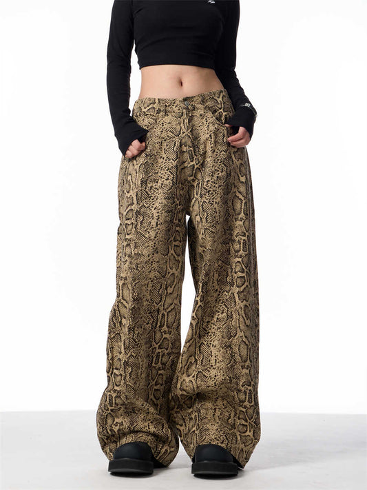 Jeans Leopardo Retro Pierna Ancha Cintura Alta Slim - Image 2