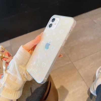Funda Transparente para Celular con Diseño Láser Doble Love Colorido - Image 7