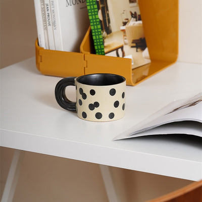 Taza de Cerámica Nórdica con Lunares - Taza de Café Creativa