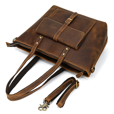 Bolso Tote de Cuero Crazy Horse Gran Capacidad - Image 43