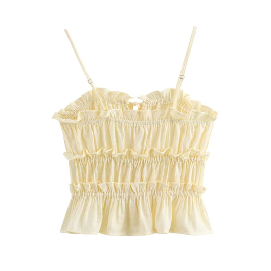Blusa Ajustada Estilo Europeo Amarilla sin Mangas - Image 11