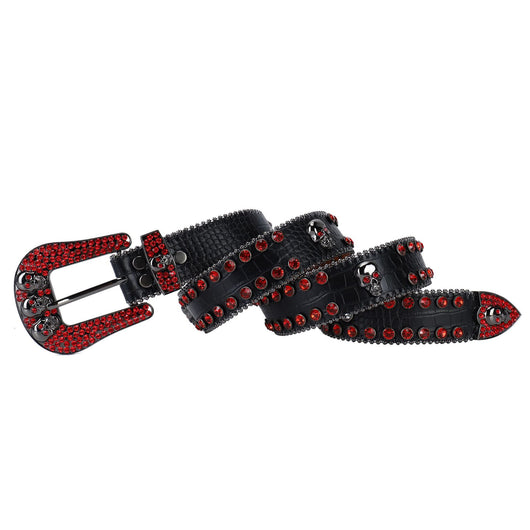 Cinturón Punk con Tachuelas y Rhinestones Negro y Rojo - Image 9