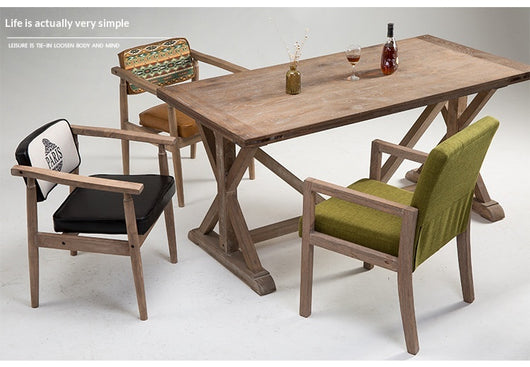 Silla Retro de Madera Maciza con Respaldo y Reposabrazos para Café - Image 37