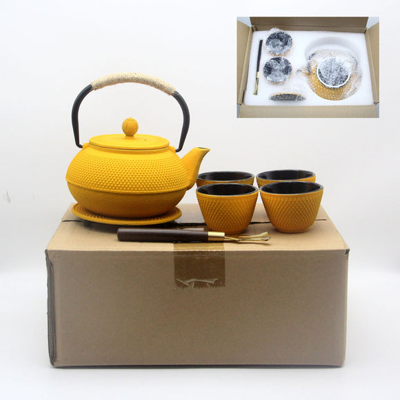 Tetera de Hierro Fundido 800ml con Esmalte Antioxidante y Tazas