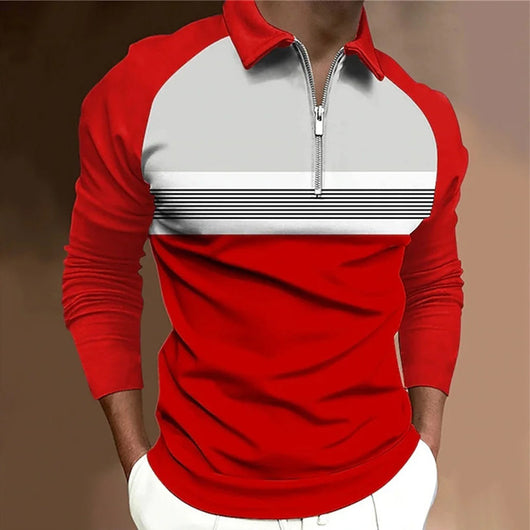 Polo Manga Larga con Cierre y Contraste de Colores - Image 14