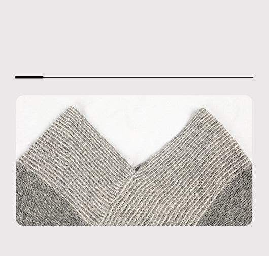 Poncho Suéter Abrigo con Contraste de Colores - Image 18