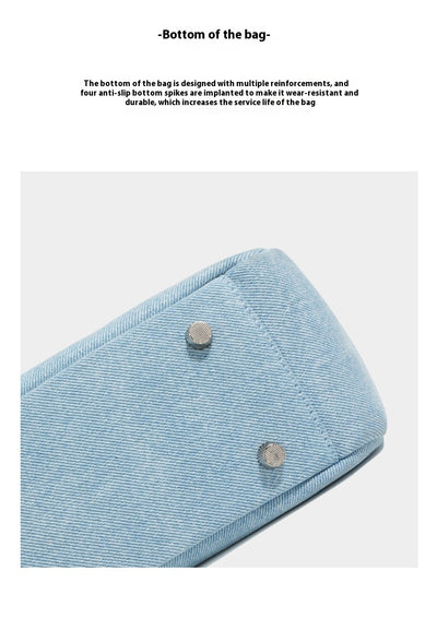 Bolso Tote de Cuero Premium con Detalles Denim - Gran Capacidad - Image 10