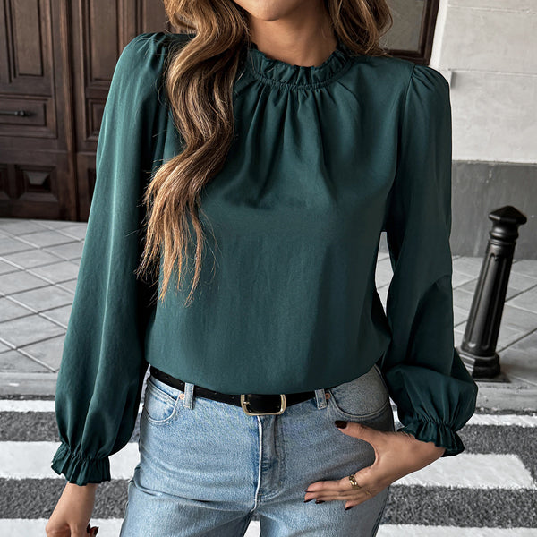 Camisa Casual de Manga Larga Minimalista Estilo Europeo