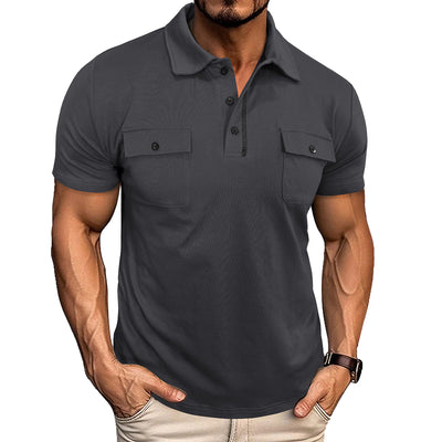 Polo Casual de Verano con Bolsillos y Botones para Hombre - Image 18