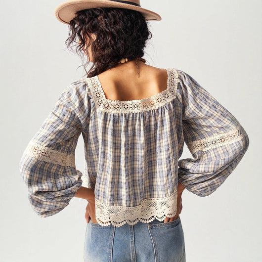 Blusa de Encaje Patchwork para Mujer - Image 5