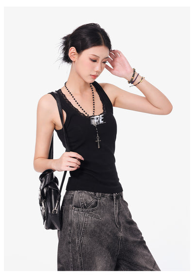 Camisola Negra de Encaje con Cuello U - Top Slim Ajustado para Mujer - Image 24