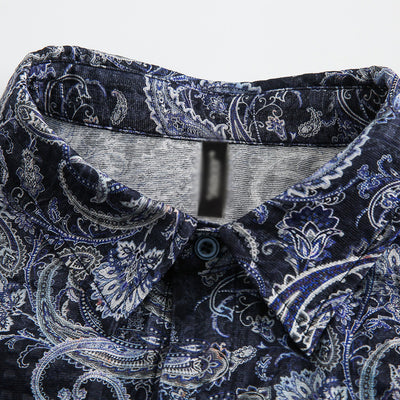 Camisa Casual de Manga Corta con Estampado Paisley para Hombre - Image 4