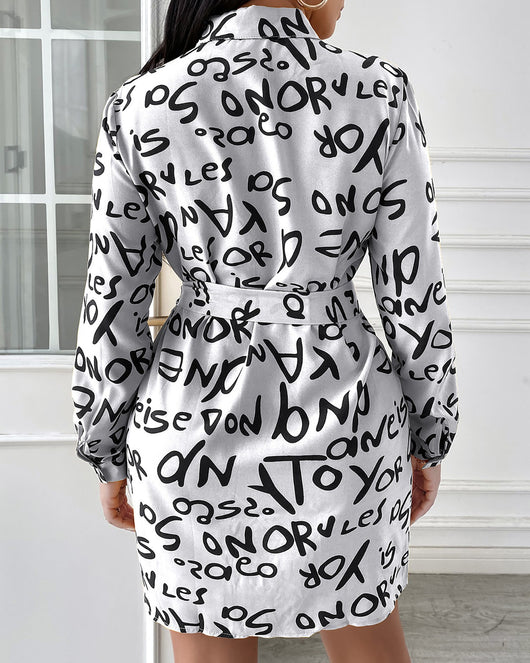 Camisa Vestido Estampada con Solapa Oversize - Image 15