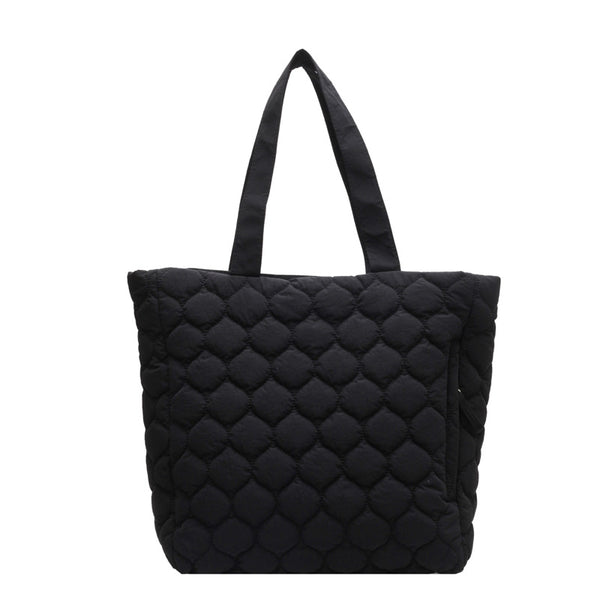 Bolso Tote Acolchado de Algodón con Diseño Rombo - Image 3