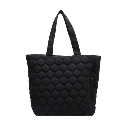 Bolso Tote Acolchado de Algodón con Diseño Rombo - Image 3