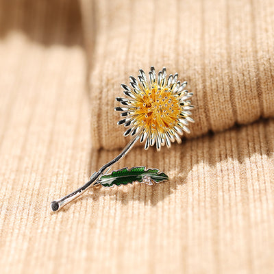 Broche Flor de Diente de León en Cobre y Circón - Image 4
