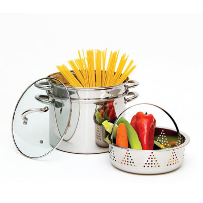 Colador de Espagueti Multifuncional 24cm - Olla Vaporizadora de Acero Inoxidable 8QT - Image 3