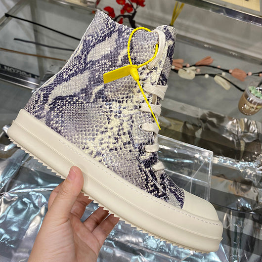Sneakers Altos de Cuero con Patrón Pitón y Plataforma - Estilo Casual Niche - Image 8