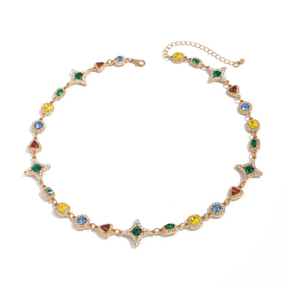 Collar Conjunto de Cruz y Estrella con Piedras de Gema Coloridas para Hombre - Image 6